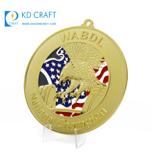 Supply personalized custom metal embossed 3D enamel sport national powerlifting weightlifting gold medal